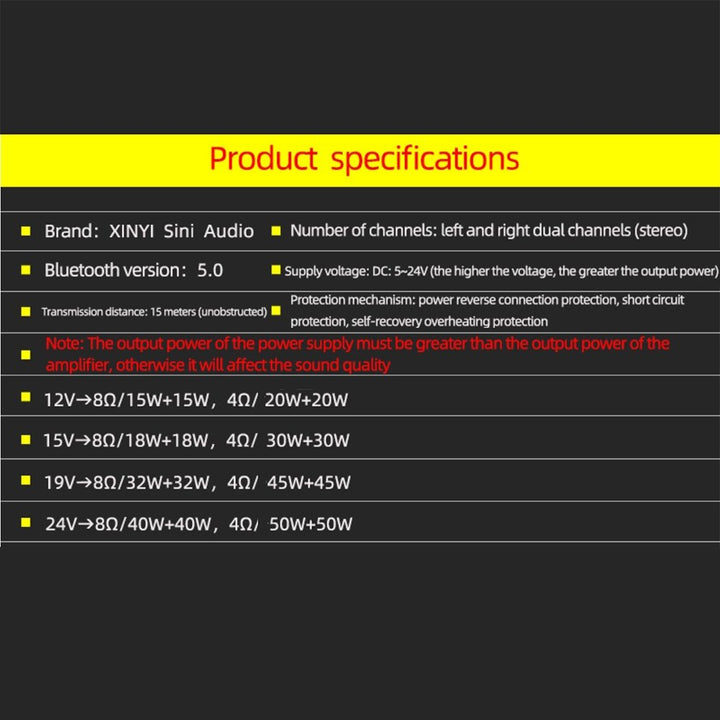 100W Bluetooth 5.0 Audio Amplifier Stereo Board - 2x50W - ePartners NZ