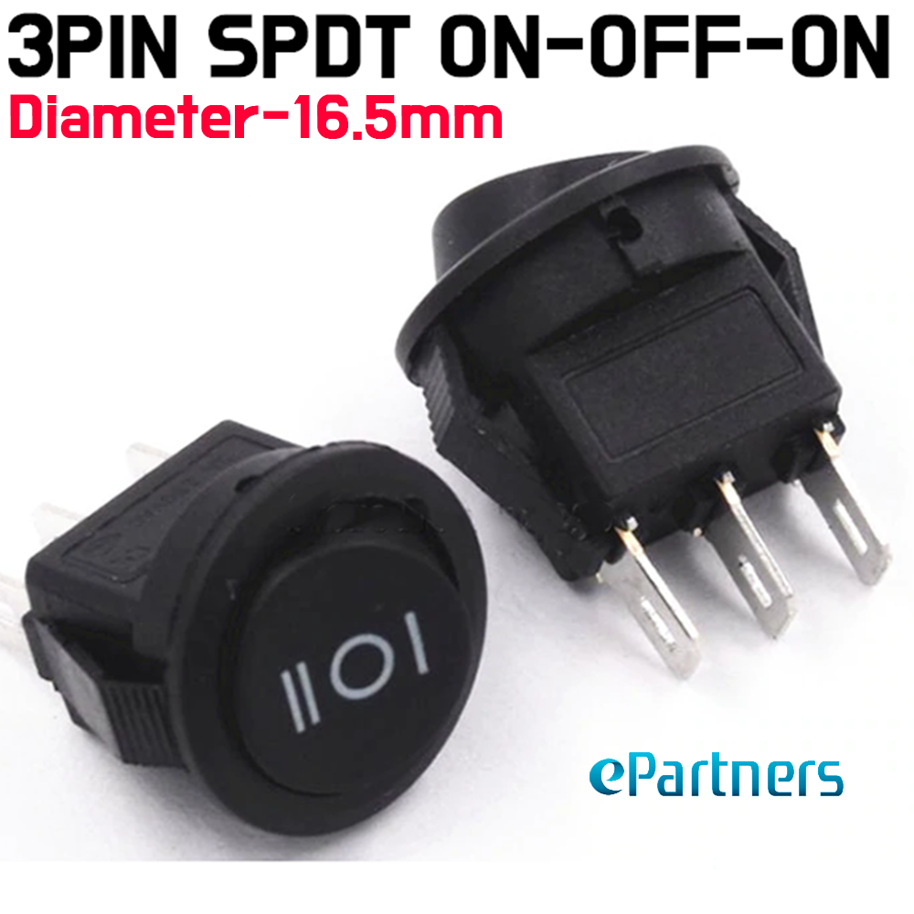 Rocker Toggle Switch - SPDT 3PIN Snap-in ON/OFF/ON Position Snap Boat Round Rocker Switch