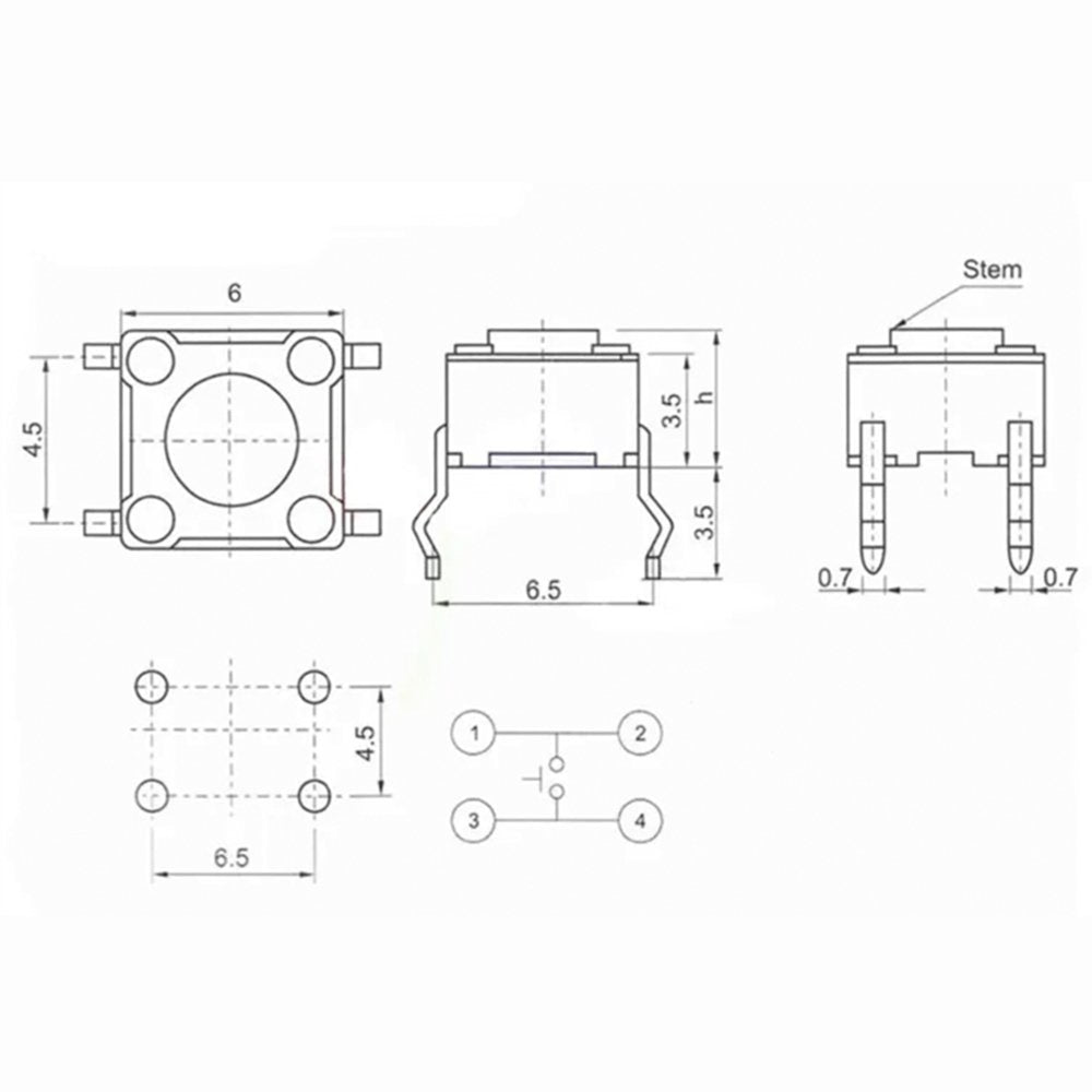 8 Colour Set - 4Pin 6x6x5 mm Tactile Switch Push Button - ePartners