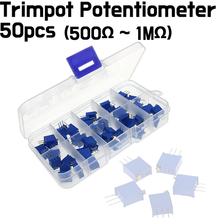 Multiturn Trimmer Potentiometer Kit - 50pcs 3296W