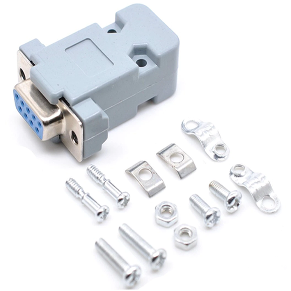 RS232 DB9 Serial 9 Pin Female 2 Rows Solder Type Plug - with case