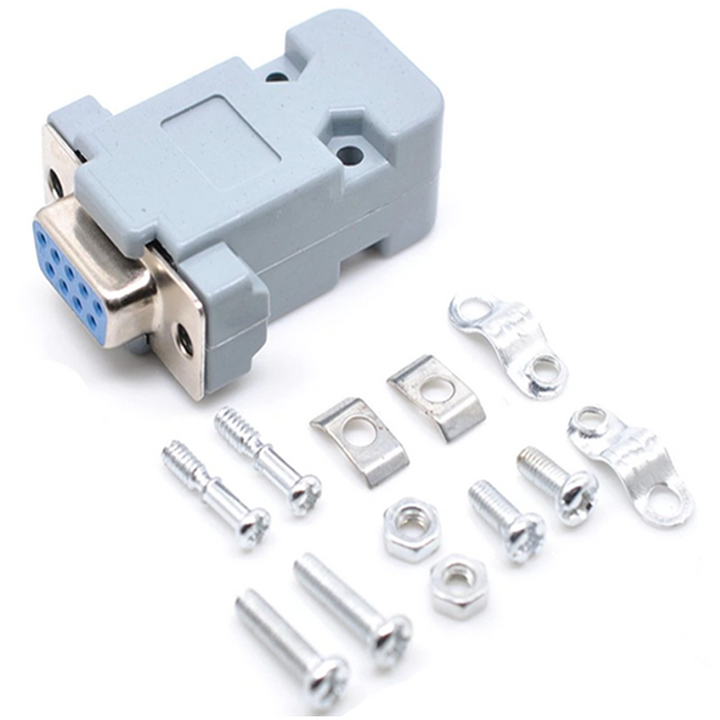 RS232 DB9 Serial 9 Pin Female 2 Rows Solder Type Plug - with case