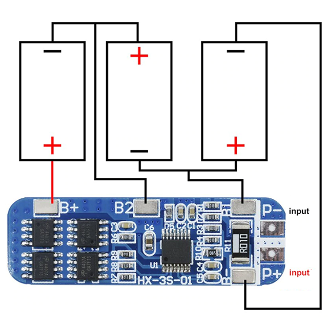 BMS - 3S 10A Lithium Battery 18650 BMS Charger Protection Board