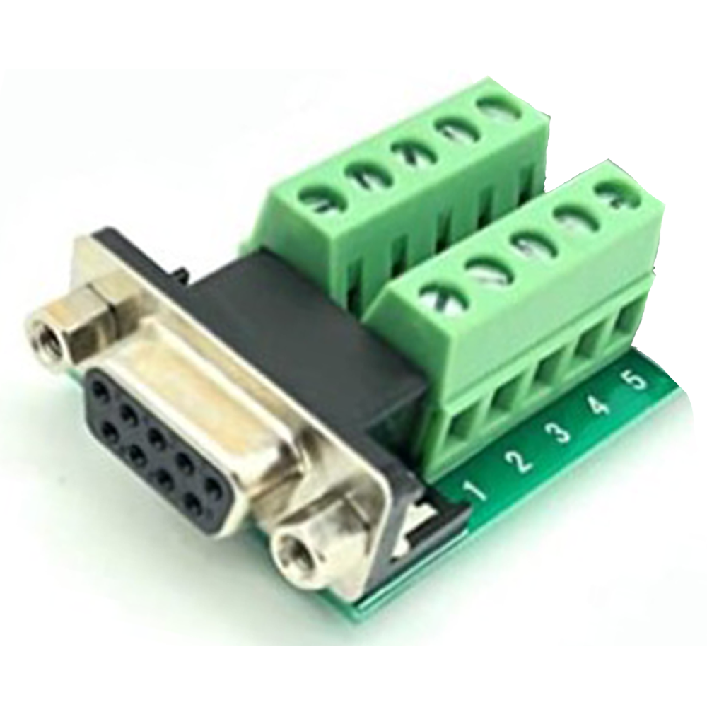 DB9 RS232 Serial to Terminal female Adapter Connector Breakout Board Black+Green
