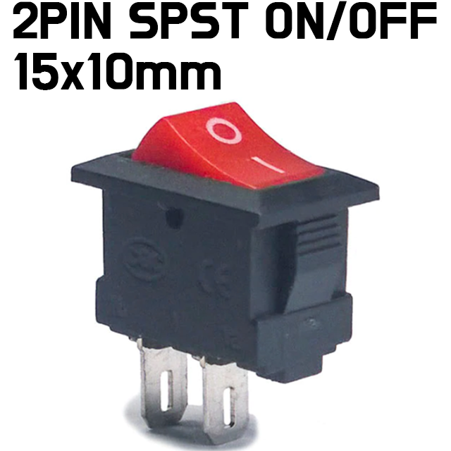 Rocker Switch, 117S 2-Pin 250V3A 125V6A ON-OFF Red Plastic 2 Pin
