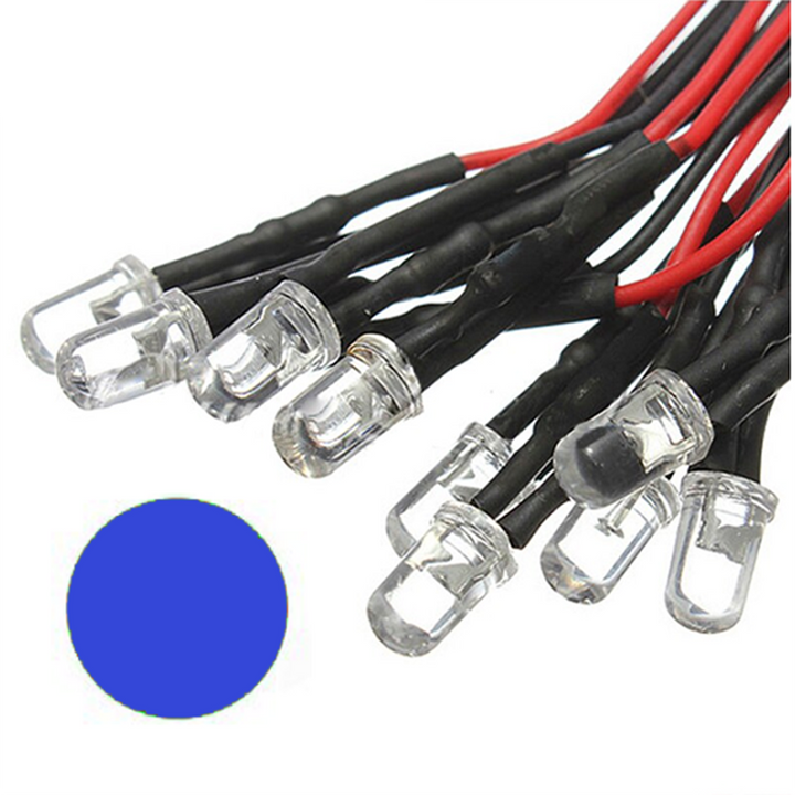LED - Round Pre-wired Water Clear LED - 5mm 12VDC
