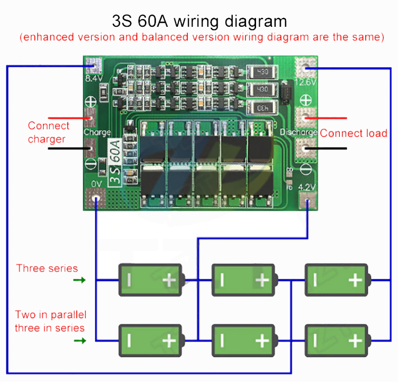 BMS - 3S 60A BMS 18650 Lithium Battery Protection Board