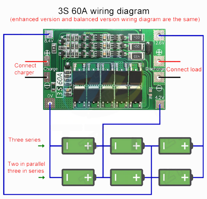 BMS - 3S 60A BMS 18650 Lithium Battery Protection Board