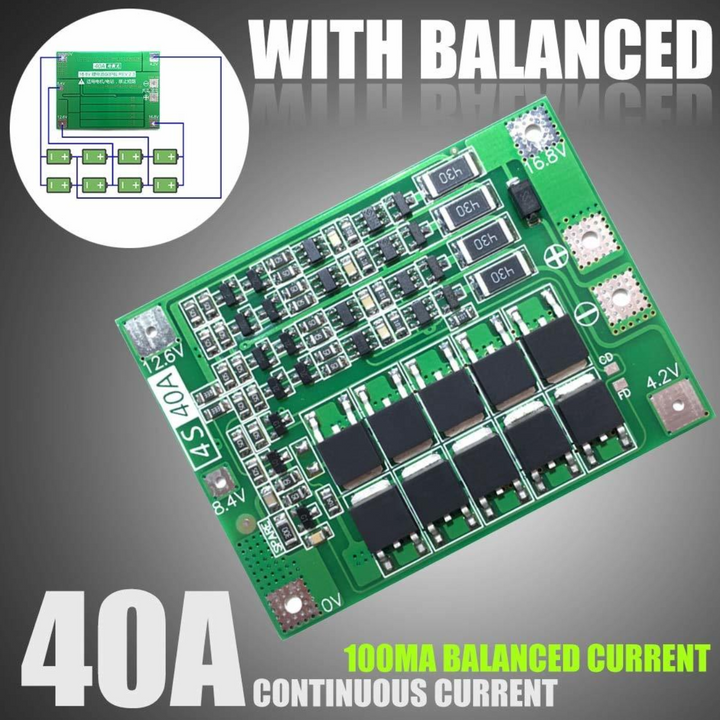 BMS - 4S 40A Li-ion Lithium Battery Protection Board 18650 Charger BMS