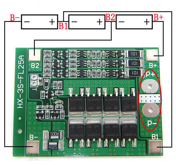 BMS.- 3S 25A Li-ion 18650 BMS PCM Battery Protection Board BMS PCM With Balance