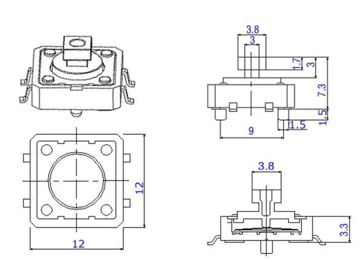 Tactile Push Button - 12x12x7.3mm