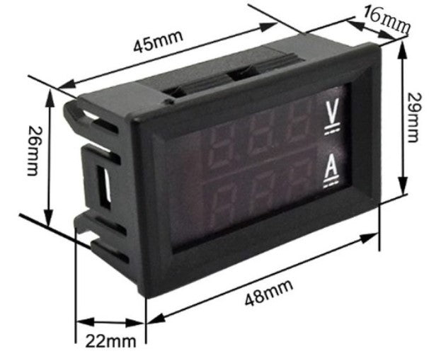 Voltmeter/ Ammeter 100V/ 10A - 0.56"