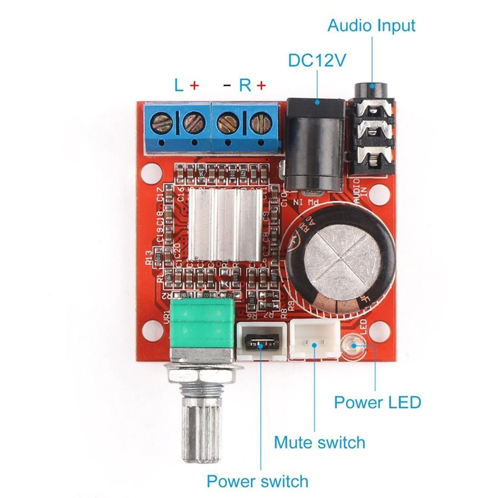 Audio Amplifier - Mini Hi-Fi Audio Stereo Amplifier Board 2X10W Dual Channel D Class