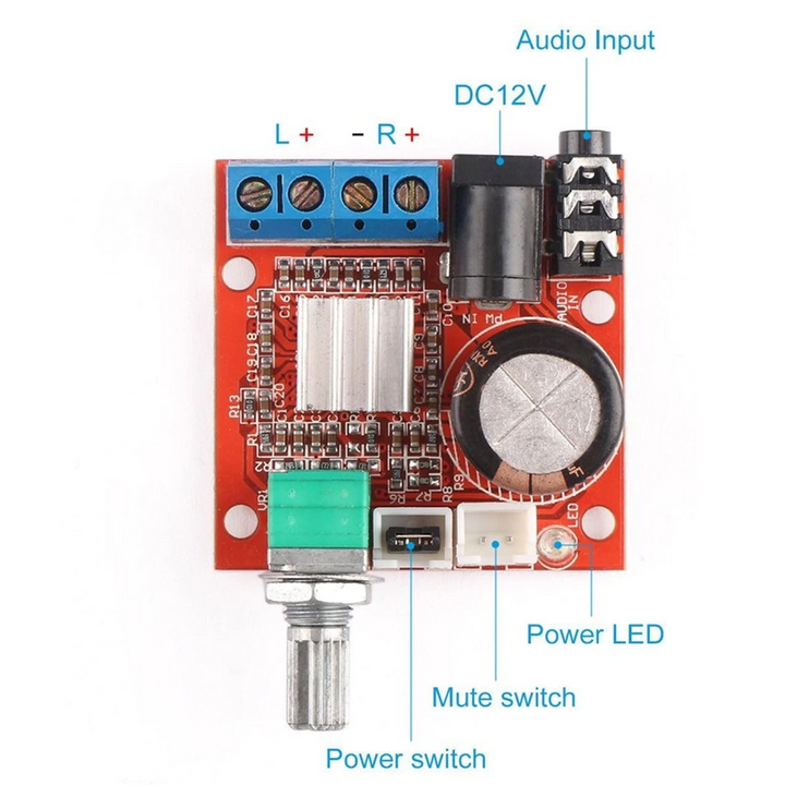 Audio Amplifier - Mini Hi-Fi Audio Stereo Amplifier Board 2X10W Dual Channel D Class