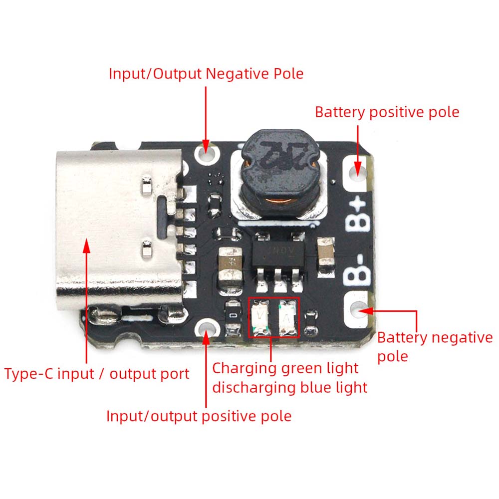 18650 Battery Charger Board - 1.2A 4.2V, Type C