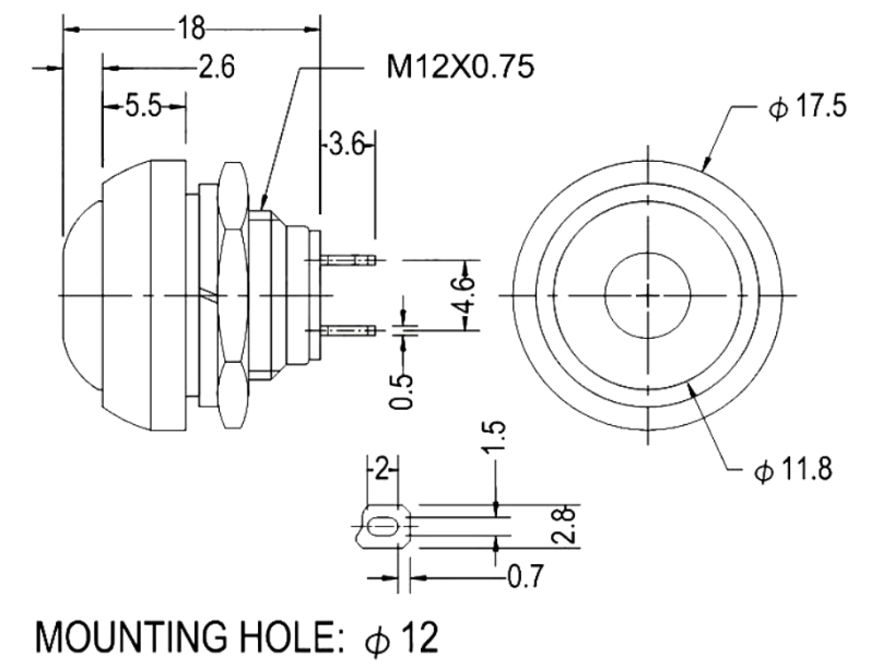 Momentary Push button Switch - Waterproof