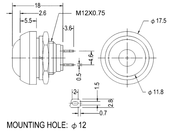 Momentary Push button Switch - Waterproof