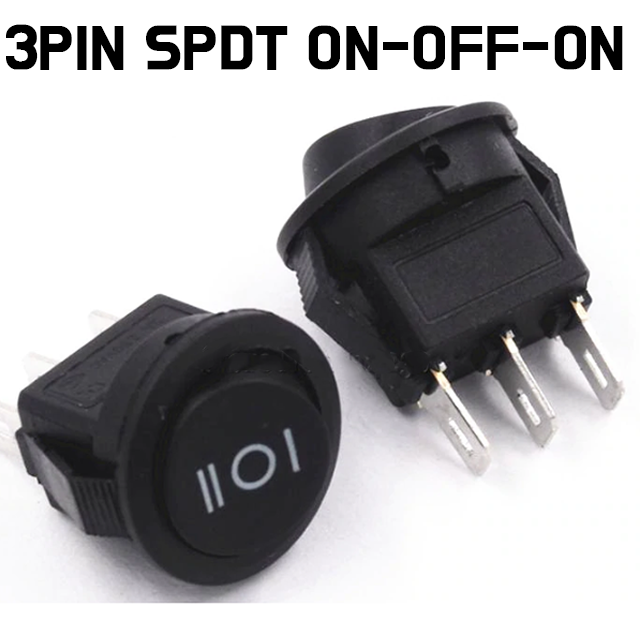 Rocker Toggle Switch - SPDT 3PIN Snap-in ON/OFF/ON Position Snap Boat Round Rocker Switch