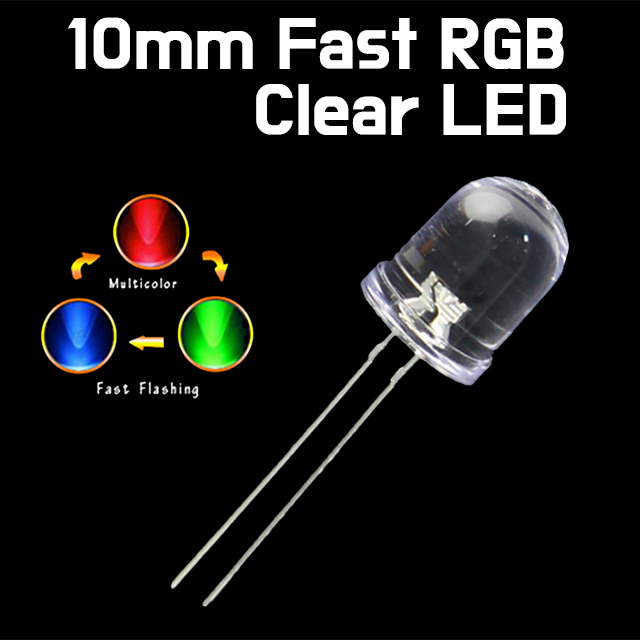 LED - Flashing LED Diode RGB Colour Flicker Clear - Fast/Slow