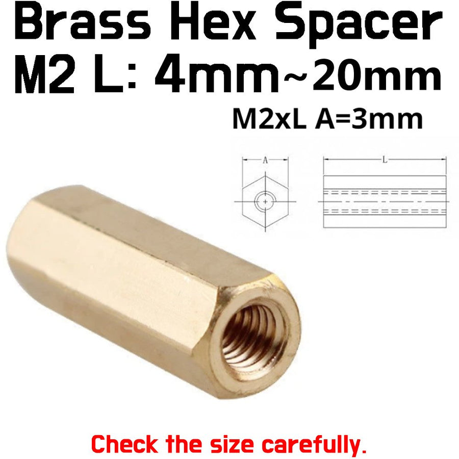 Brass hexagon spacer hex pillar - 4mm ~ 20mm - ePartners