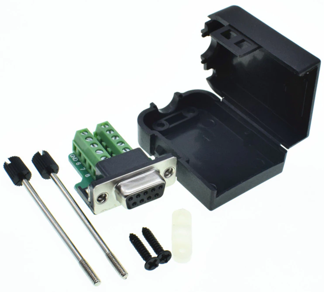 DB9 RS232 Serial to Terminal female Adapter Connector Breakout Board Black+Green