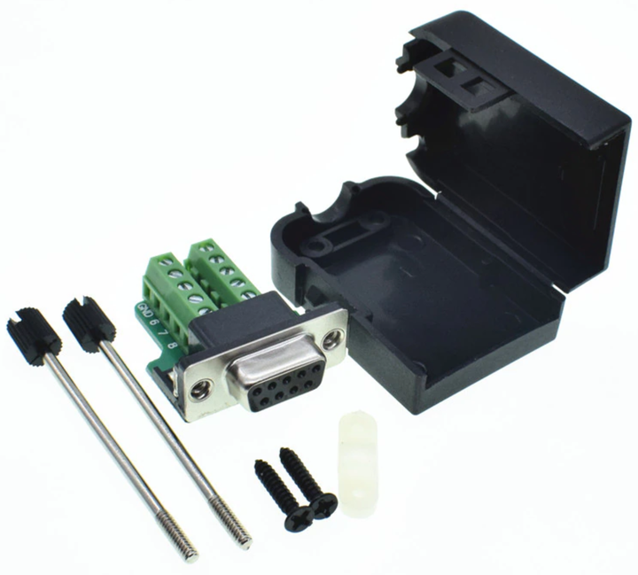 DB9 RS232 Serial to Terminal female Adapter Connector Breakout Board Black+Green
