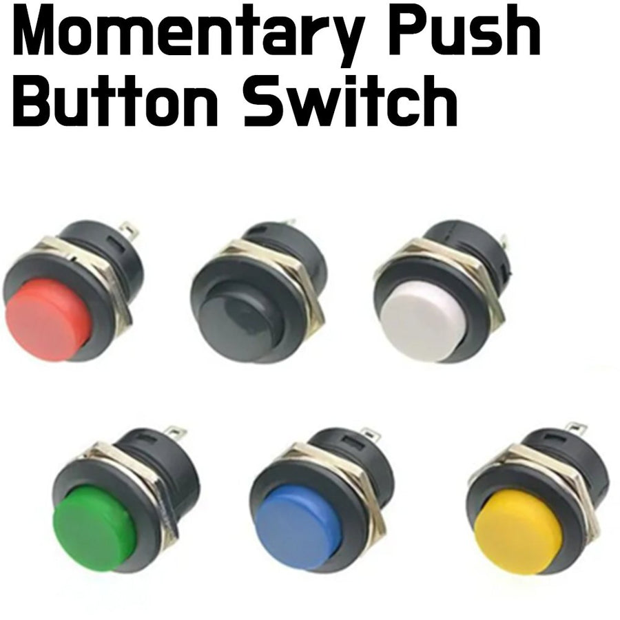 Momentary Round Push Button Switch - Red, Black, Green, Blue, White, Yellow - ePartners