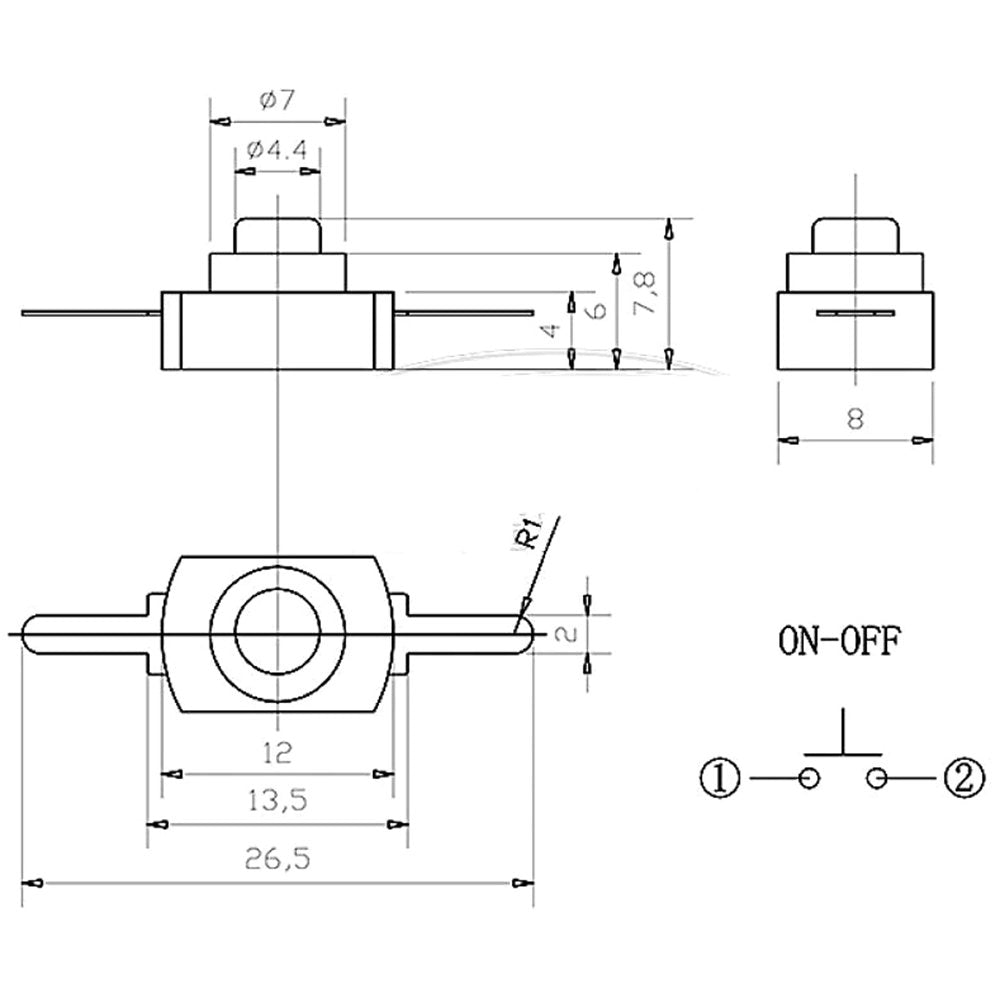 Self Locking Mini Push Button Switch - White - ePartners NZ