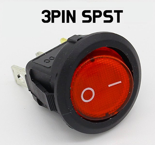 SPST LED Rocker Toggle Switch 3Pin ON/OFF 12V - GREEN, Blue, Yellow, Red - ePartners
