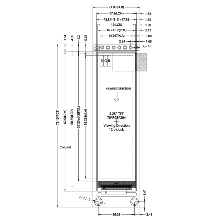 2.25 - inch 76*284 TFT LCD ST7789 Driver - ePartners