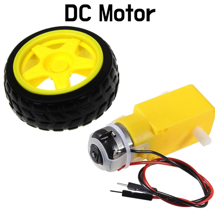 Motor -DC Motor with Wire + Wheel  For A Smart Car, Motor Robot Car