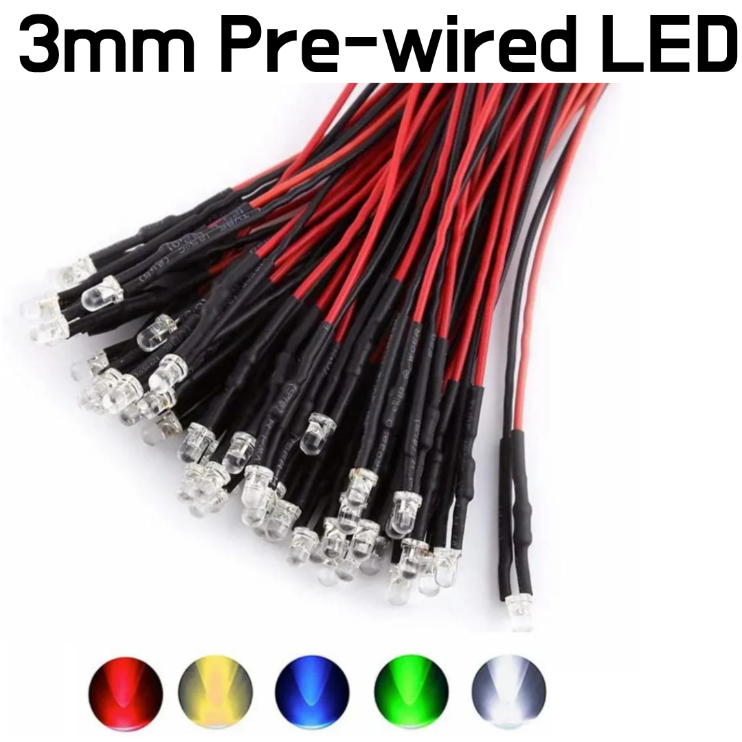 LED - Round Prewired Water Clear LED - 3mm 5VDC