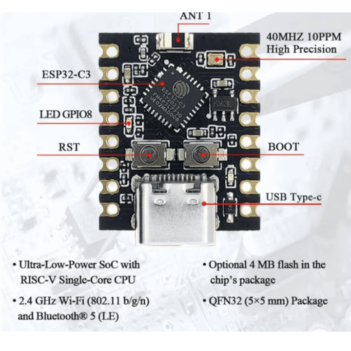 ESP32 - C3 Mini Development Board (Pre - Soldered) - ePartners