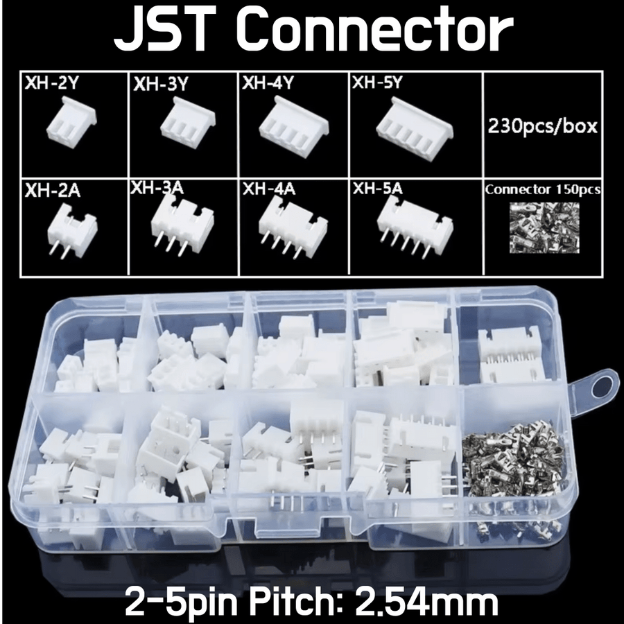 JST Connector Kit with Plastic Box - 2 - 5Pin 2.54mm - ePartners