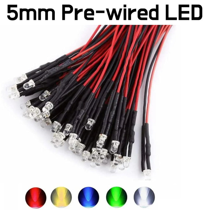 LED - Round Pre - wired Water Clear LED - 5mm 12VDC - ePartners