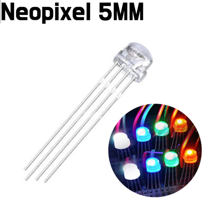 Neopixel - 5mm Straw Hat Diffused RGB LED Full Colour 5V - ePartners