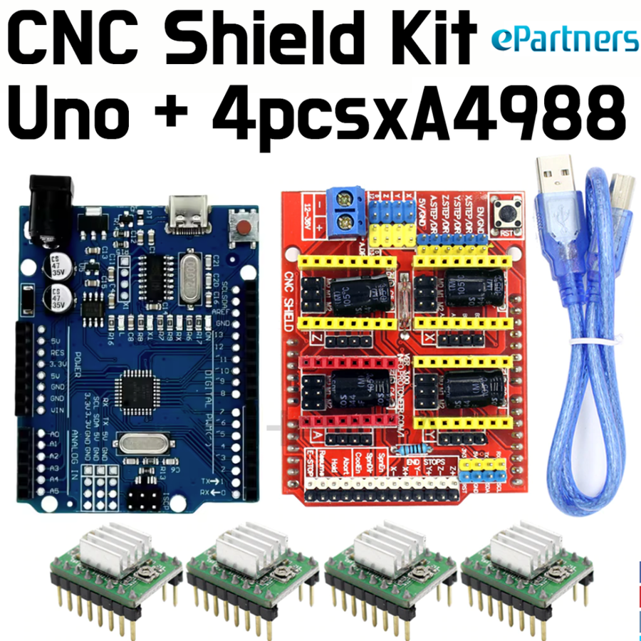 Stepper Motor Driver - A4988 Driver Kit for CNC with Arduino Uno + Shield Expansion board - ePartners