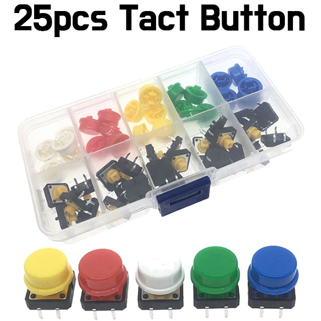 Tactile Push Button Kit 25pcs - 12x12x7.3mm - ePartners