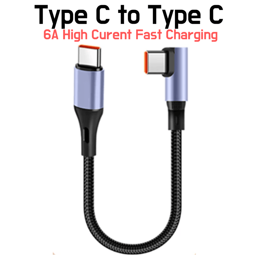 Type C to Type C Cable 90 Degree Short Power Bank Fast Charging - ePartners