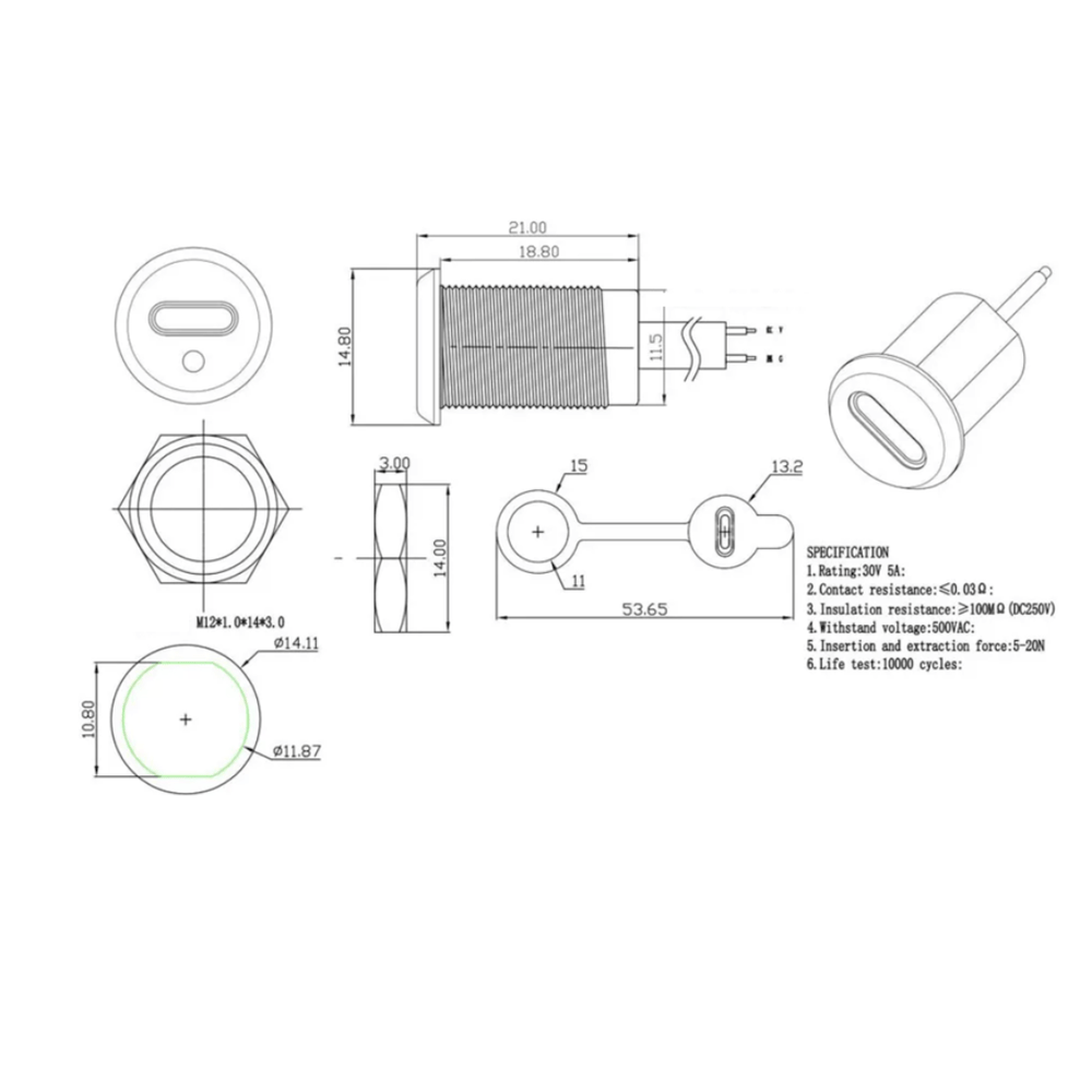 USB Socket with Lead - Type C - ePartners