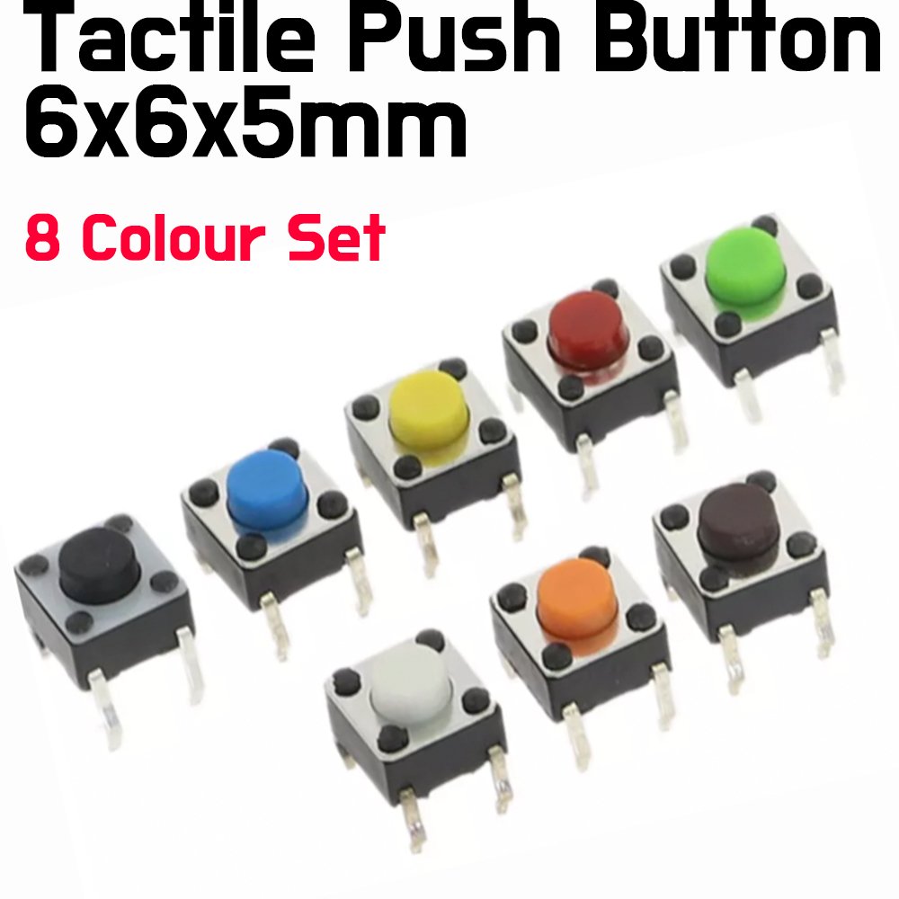 Push Button To Colour In 8 Colour Set - 4Pin 6x6x5 mm Tactile Switch Push Button | ePartners