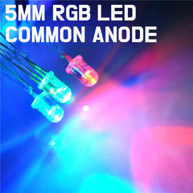 LED RGB - 5mm Common Anode Transparent  Red Green Blue LED