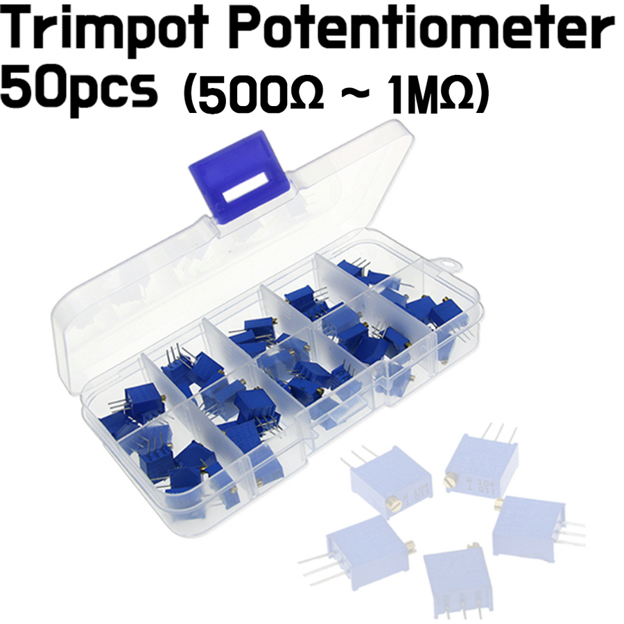 100-Pack 3296W 100K Ohm Trimpot Trimmer Potentiometers - Model 3296W-104