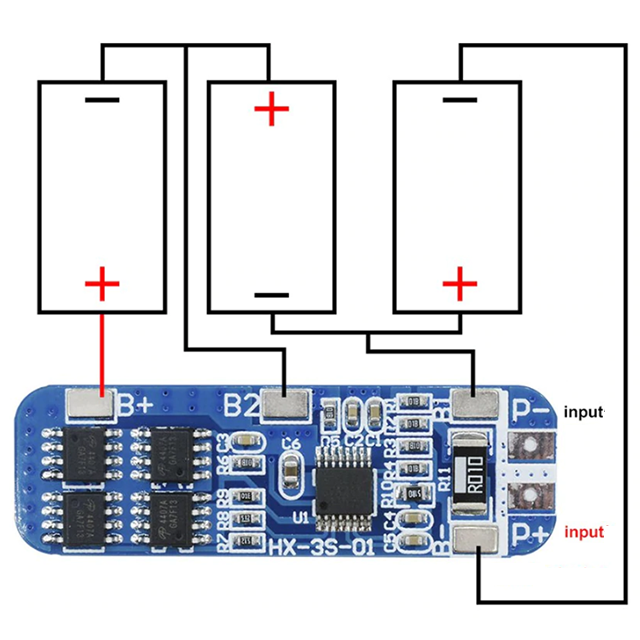 3S 10A Lithium Battery 18650 BMS Charger Protection Board