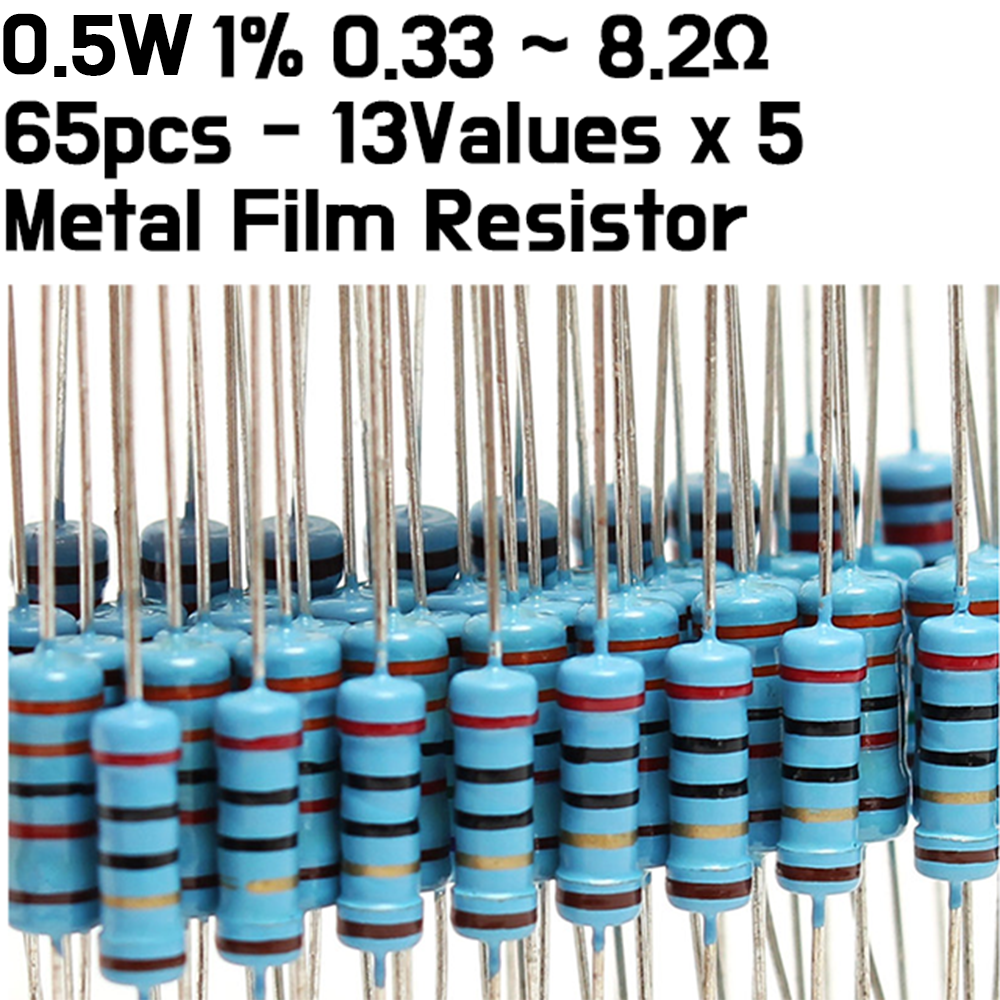 DIP metal film Resistor Kit - 13values x 5pcs=65pcs