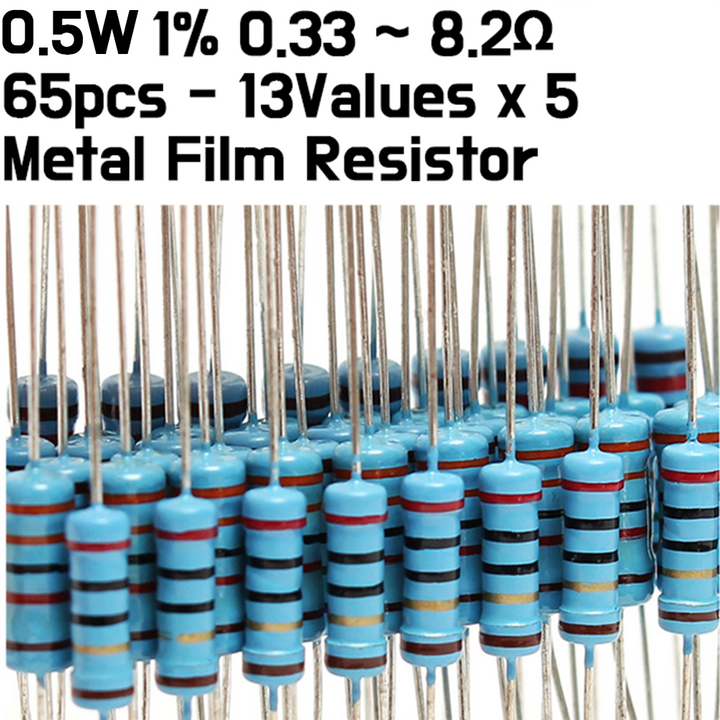 DIP metal film Resistor Kit - 13values x 5pcs=65pcs