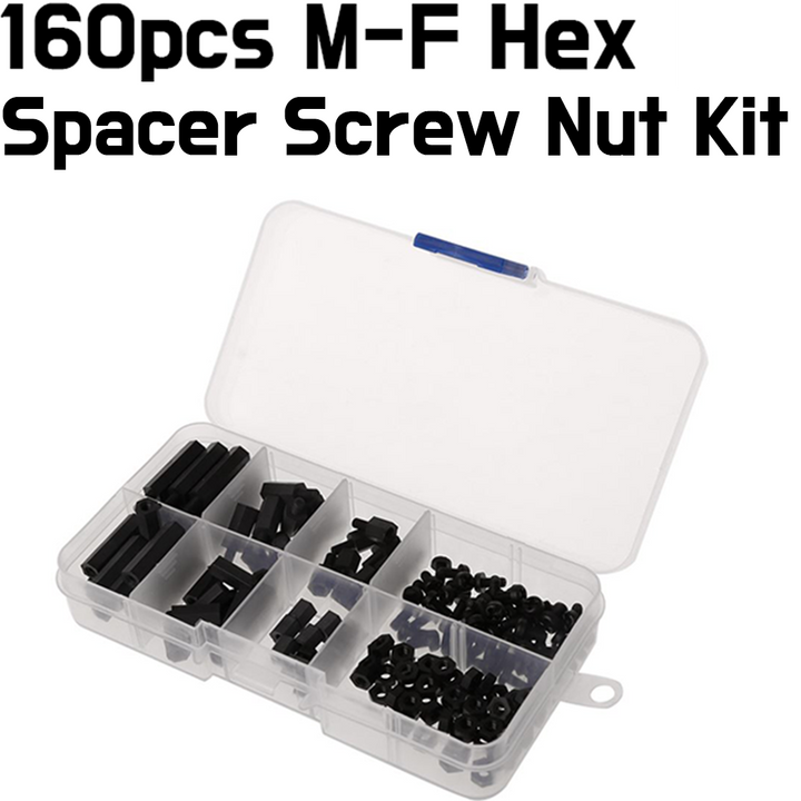 M3 Nylon Spacers Screw Nut Assortment Kit - 160pcs / M-F