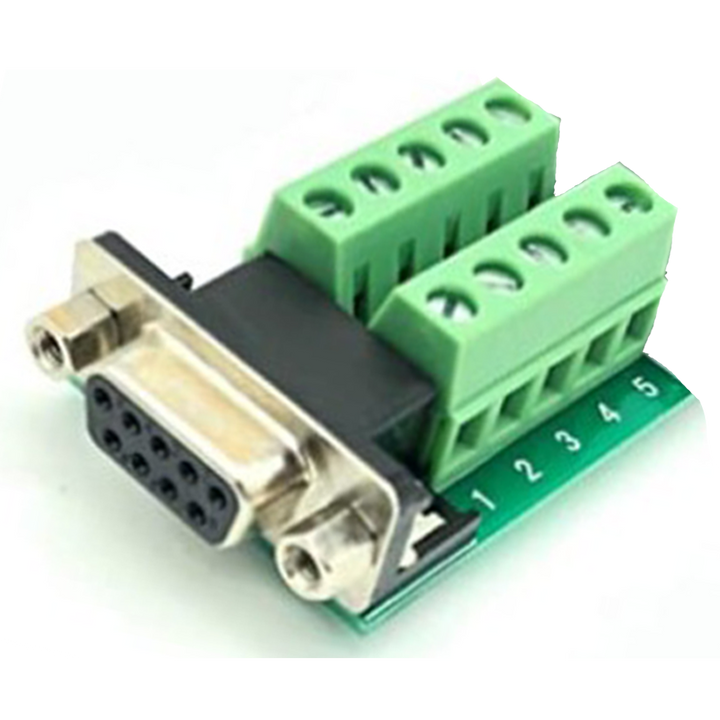 DB9 RS232 Serial to Terminal female Adapter Connector Breakout Board Black+Green