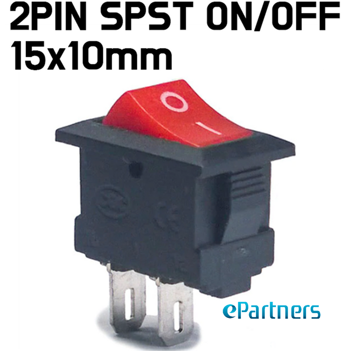 Rocker Switch, 117S 2-Pin 250V3A 125V6A ON-OFF Red Plastic 2 Pin