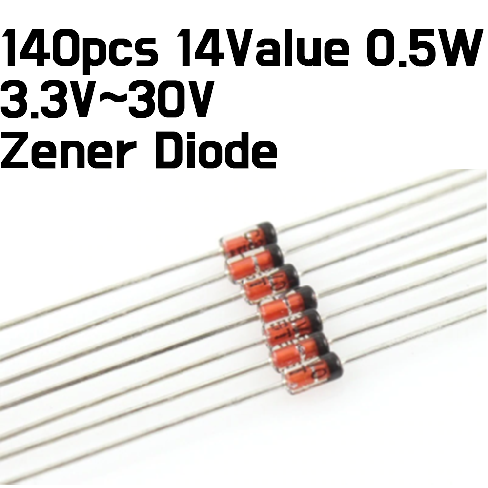 Zener Diode Assortment Kit - 14 Values (3.3V to 30V)  140pcs